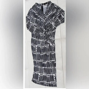 Rena Lange Navy/White V-Neck Dress sz 10
